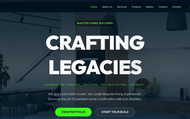 Evix Builders website preview